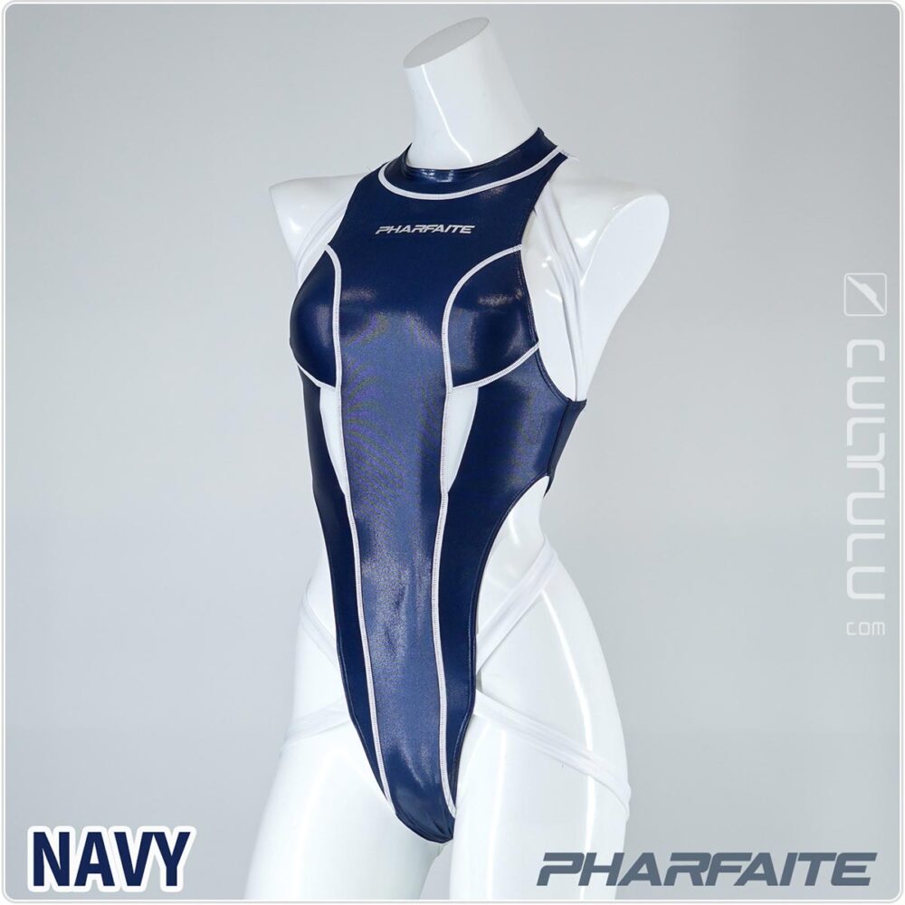 pharfaite pf675 sgs wetlook spider binder string swimsuit navy