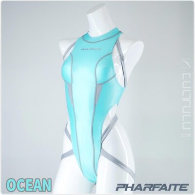 pharfaite pf675 sgs wetlook spider binder string swimsuit ocean blue